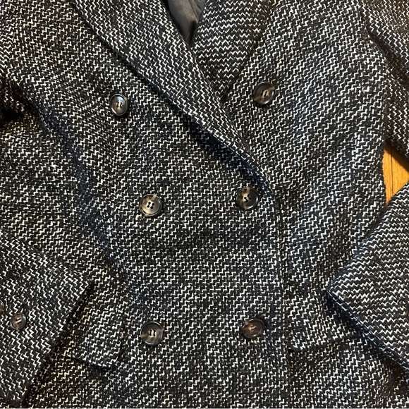 Talbots black and white tweed double breasted jacket blazer - Picture 3 of 9